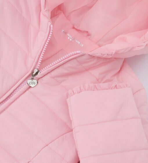 kurtka dla dziewczynki pikowana, różowa z kapturem
